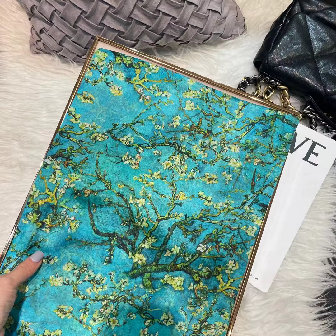 100% foulard en soie de mûrier châle marque prune Bossom Design bleu vert été plage châles