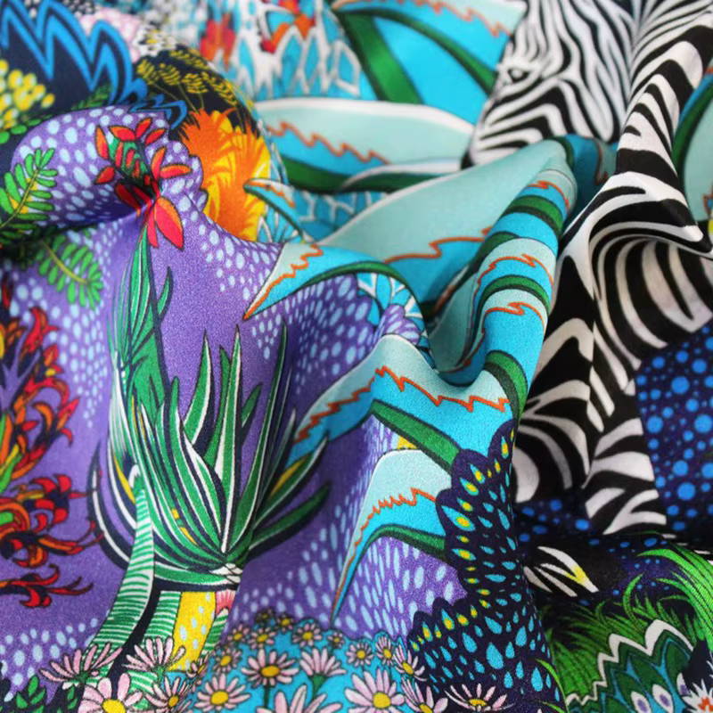 Printemps coloré cou écharpe femmes 100% véritable soie foulard enveloppement aquarelle forêt Hijab été plage mûrier tête cheveux foulards