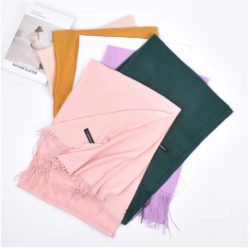 Mode cachemire Hijab écharpe pour femmes hiver solide châles et enveloppes automne Pashmina écharpes femme foulards pour dames 2022