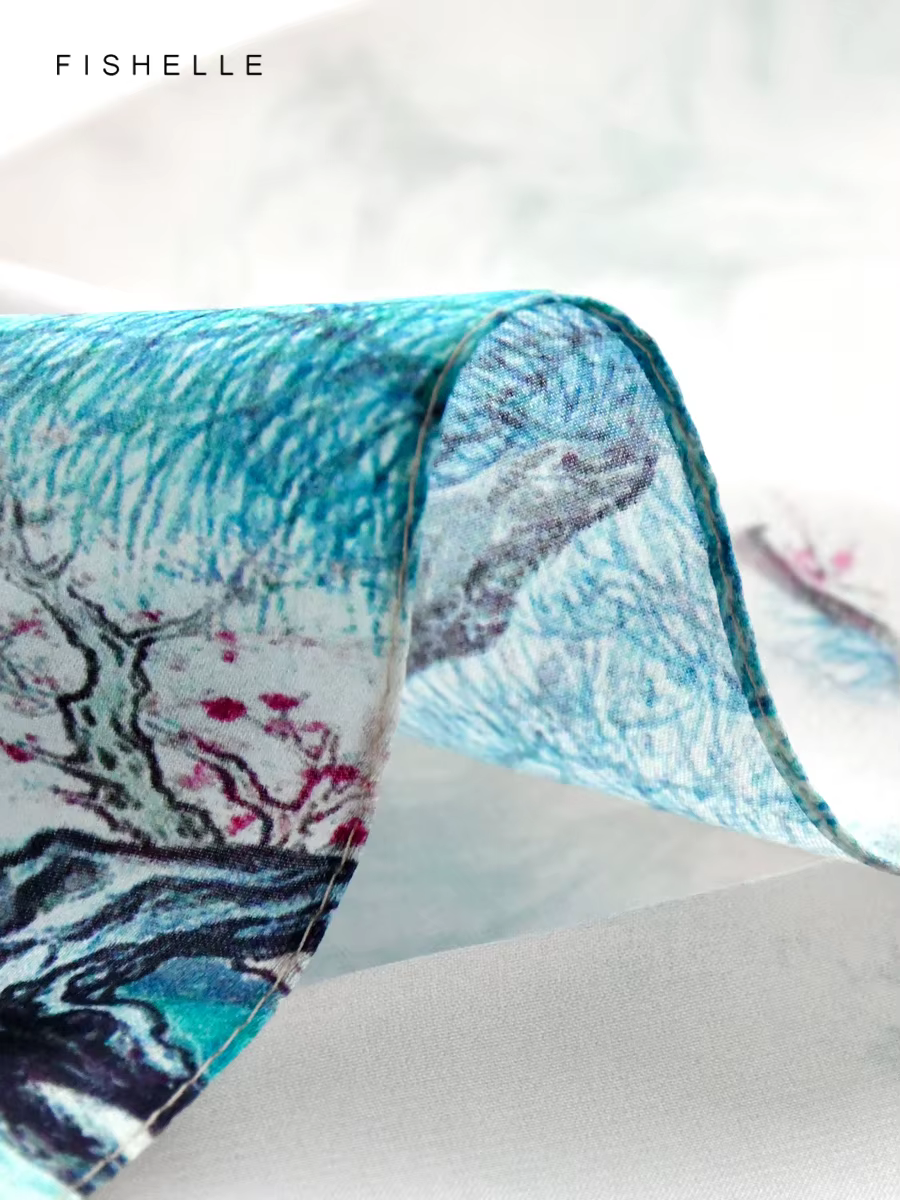 Peinture à l'encre colorée 100% foulards en soie véritable petite écharpe carrée hijab châle cadeau de luxe 50 cm