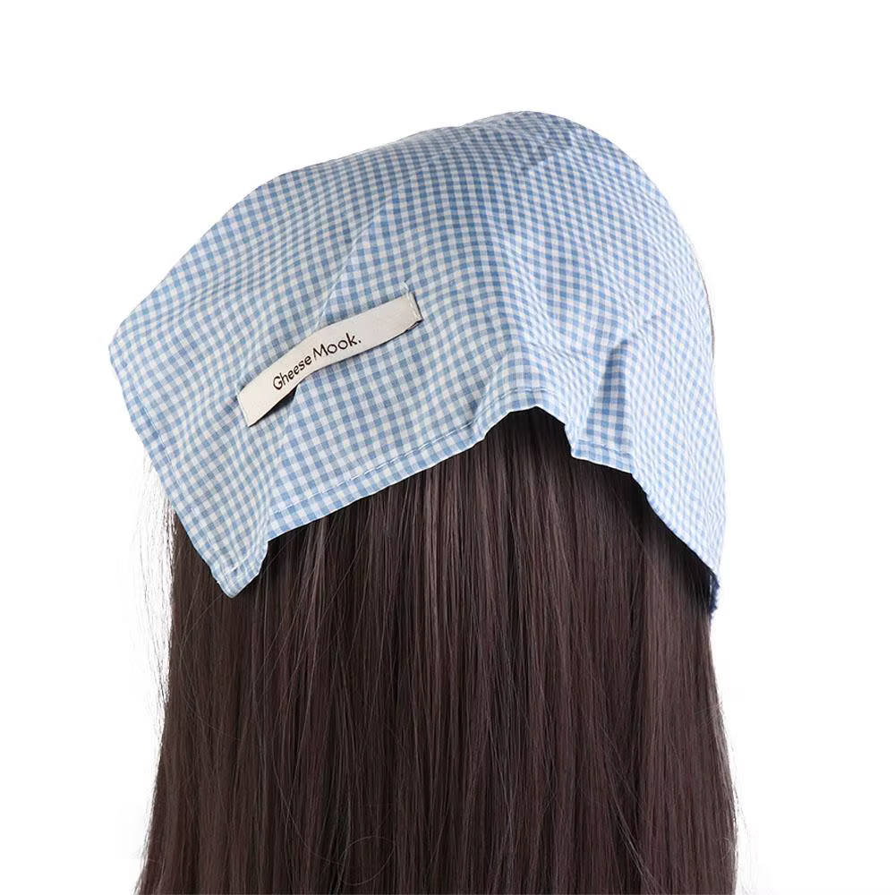 Foulard Cheveux Rouge Vintage Style Bohème Bandana Bleu Pastoral Triangle Bandeau
