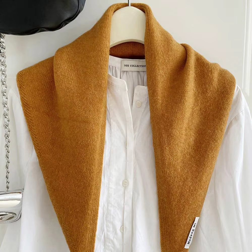 Coréen INS solide Triangle écharpe australienne laine mélange tricoté foulard pour les femmes automne hiver résistant au froid chaud châle foulards