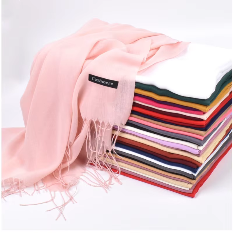 Mode cachemire Hijab écharpe pour femmes hiver solide châles et enveloppes automne Pashmina écharpes femme foulards pour dames 2022