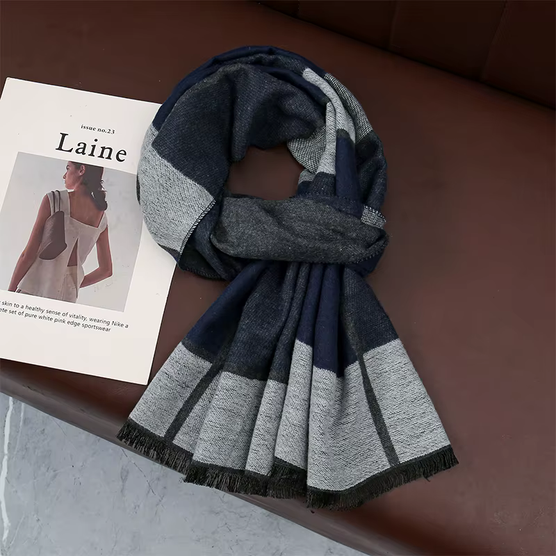 Luxe hiver homme écharpe Plaid châle chaud automne cachemire mouchoir doux extérieur silencieux Bufanda solide