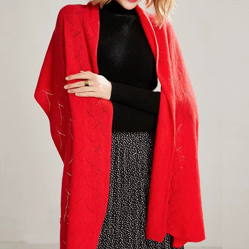 100% laine écharpe femmes hiver solide tricoté évider châle mode foulards Capes enveloppes chaudes dame cachemire comme foulard