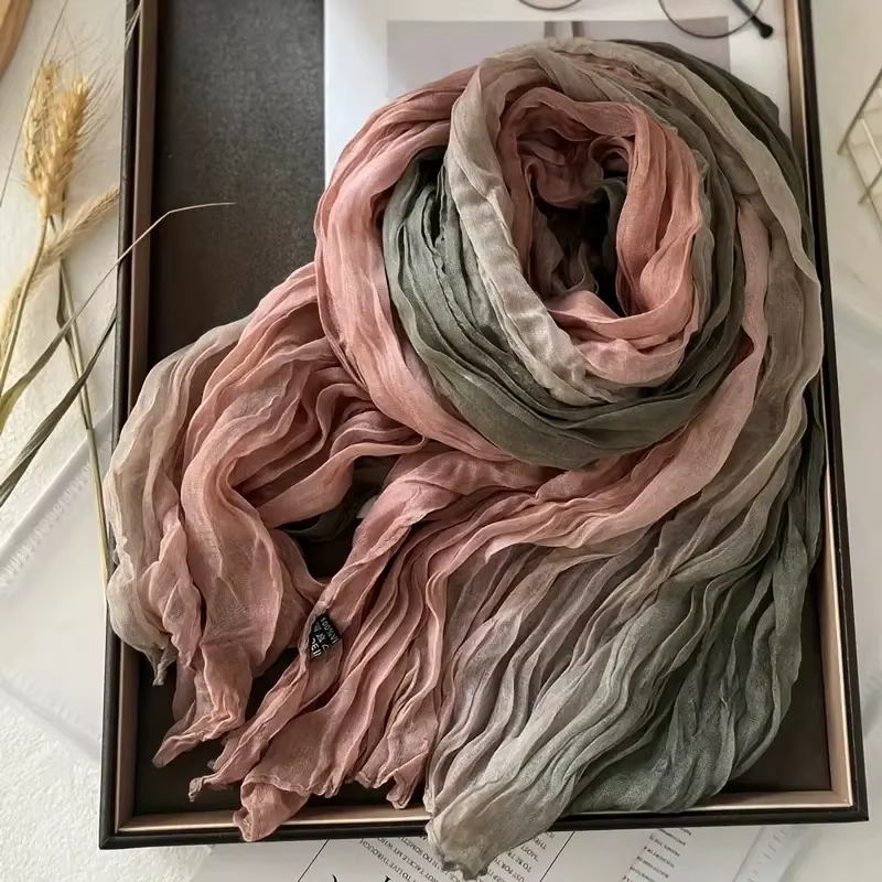 Écharpe bohème bleue dégradée pour femme