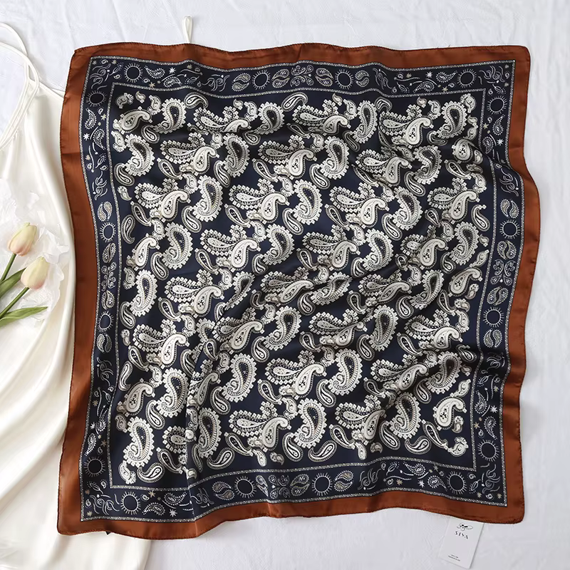 90*90 cm Paisley soie Satin cheveux écharpe femmes foulard imprimé femme carré Bandana cou Hijab dame châles foulards Sjaal