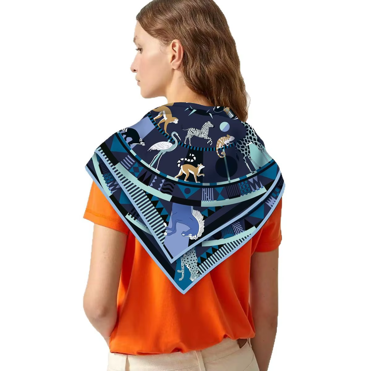 Nouveau Animal châle carré Foulard pour femmes sergé impression bandeau