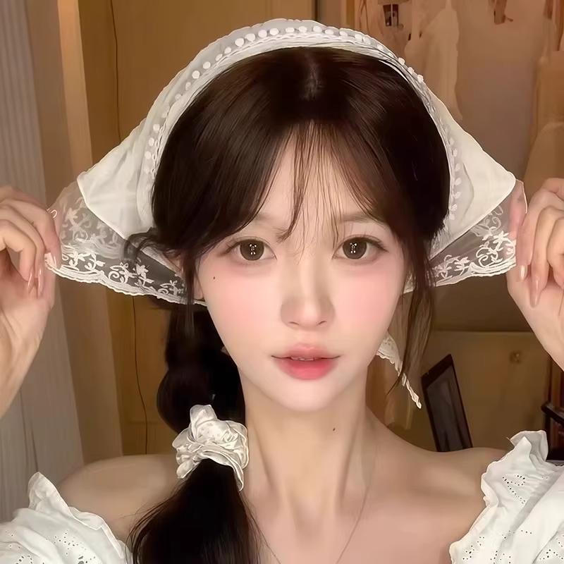 12 styles dentelle maille Triangle écharpe français pays Style Floral cheveux