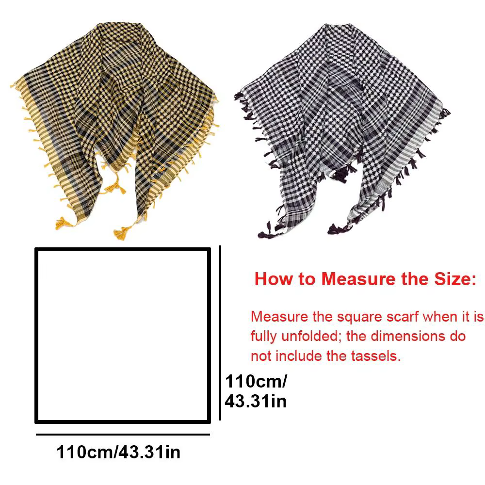 Grand Foulard Arabe Shempiezsauna avec Pompon pour Homme et Femme