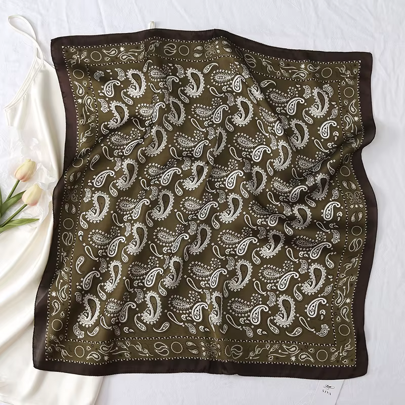 90*90 cm Paisley soie Satin cheveux écharpe femmes foulard imprimé femme carré Bandana cou Hijab dame châles foulards Sjaal