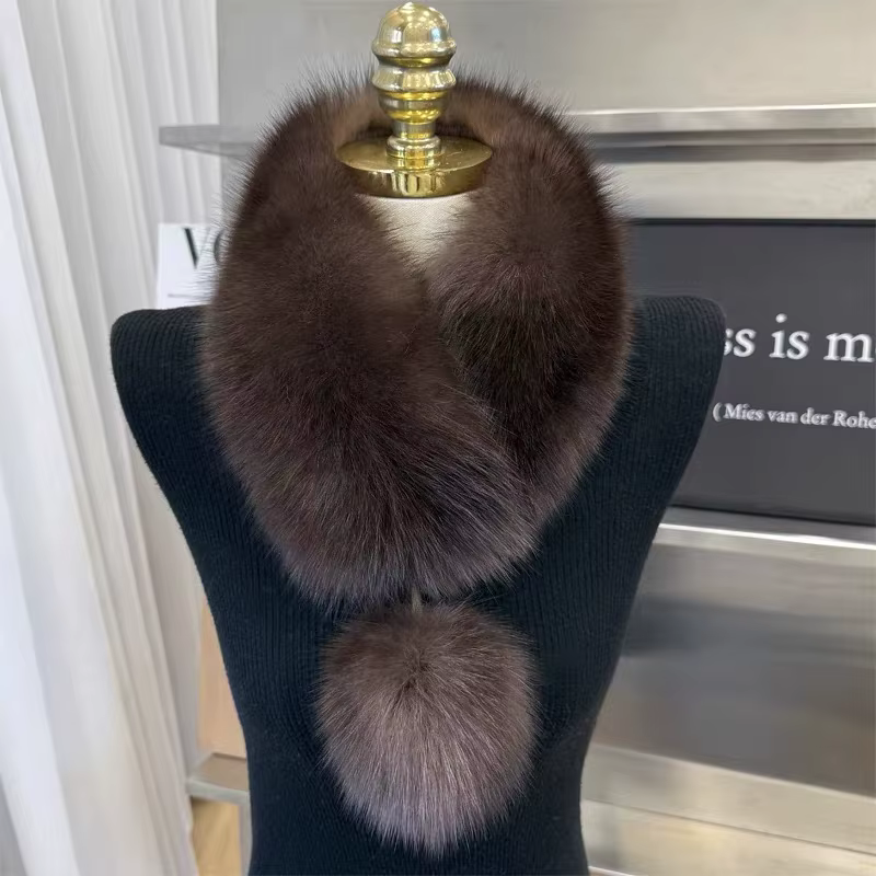 Écharpe en fourrure de renard naturelle véritable pour filles