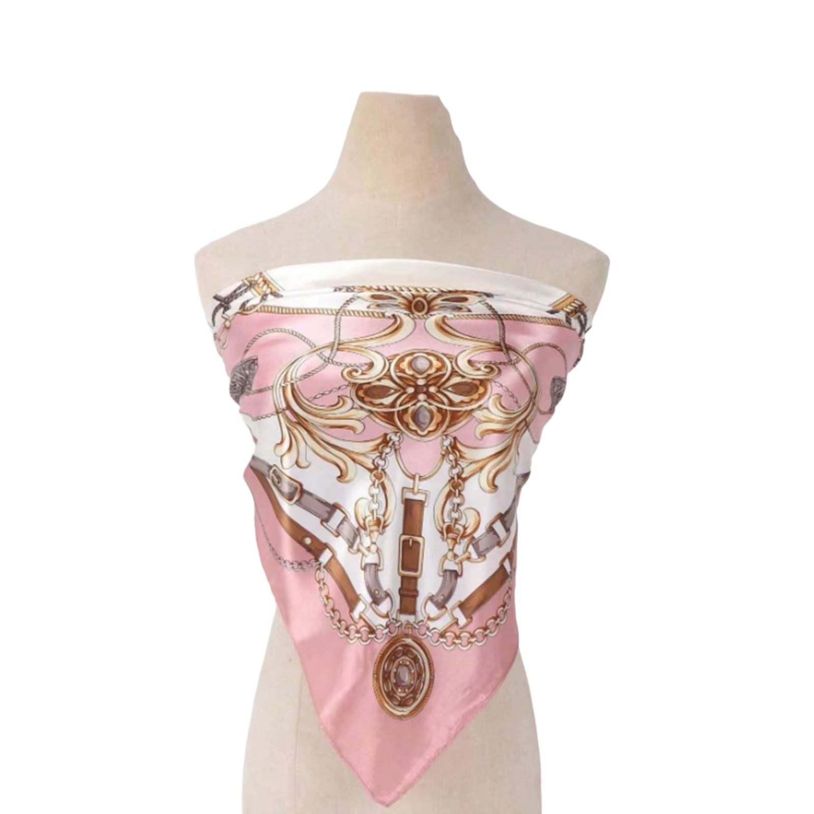 Foulard en soie rose pour cheveux