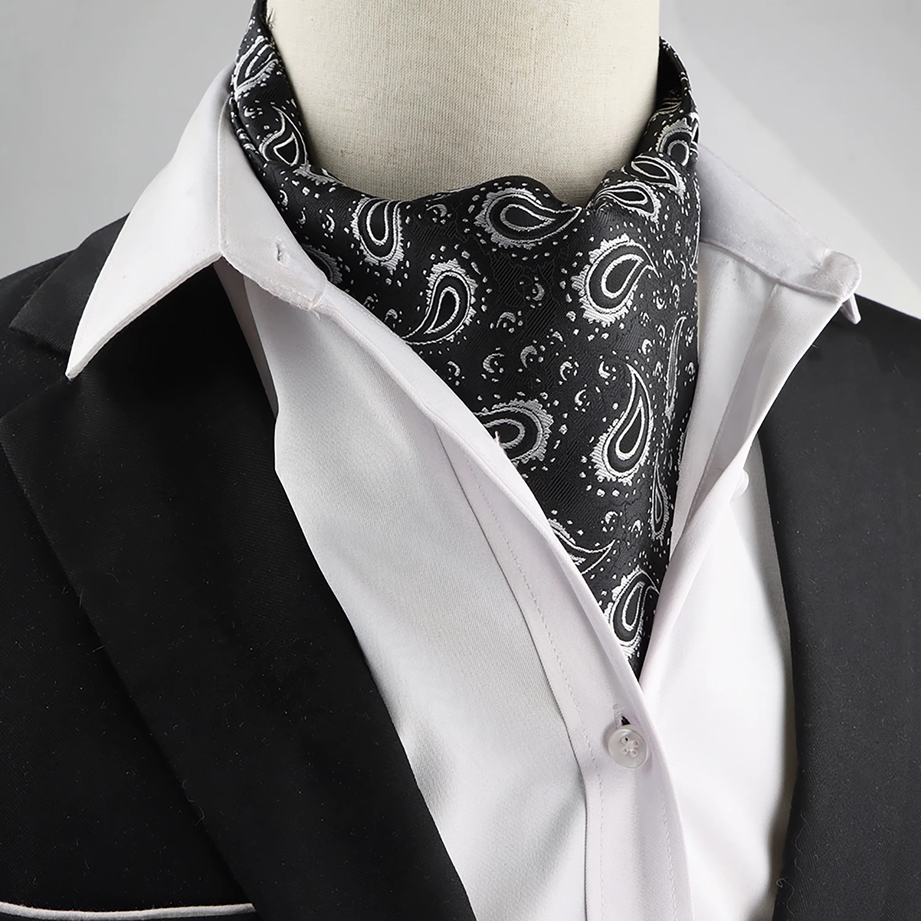 Nouveau Design hommes Ascot écharpe cravate mode Paisley Floral bleu vert