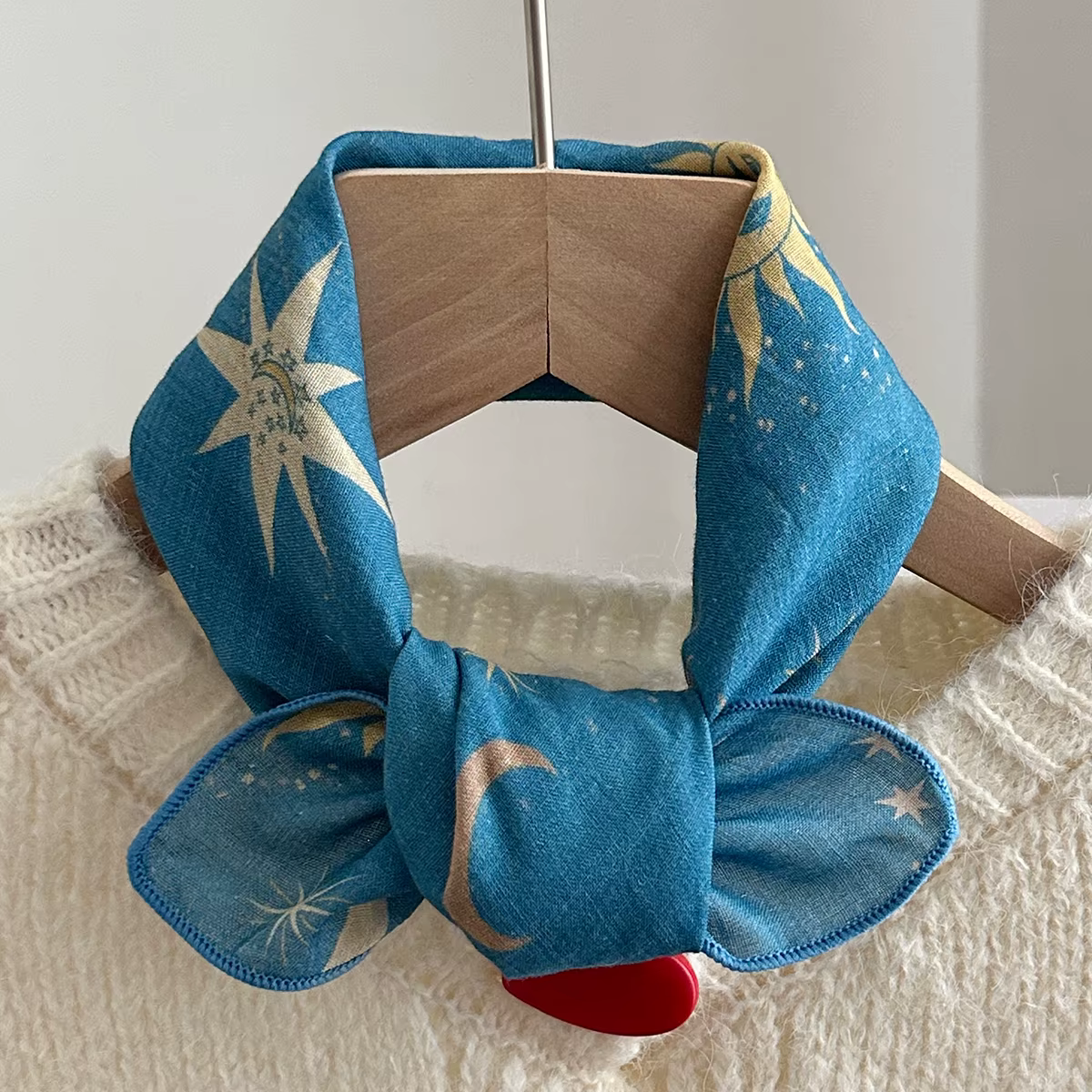 1 morceau de foulard carré imprimé soleil étoile et lune de style bohème pour femme avec tissu élastique respirant et