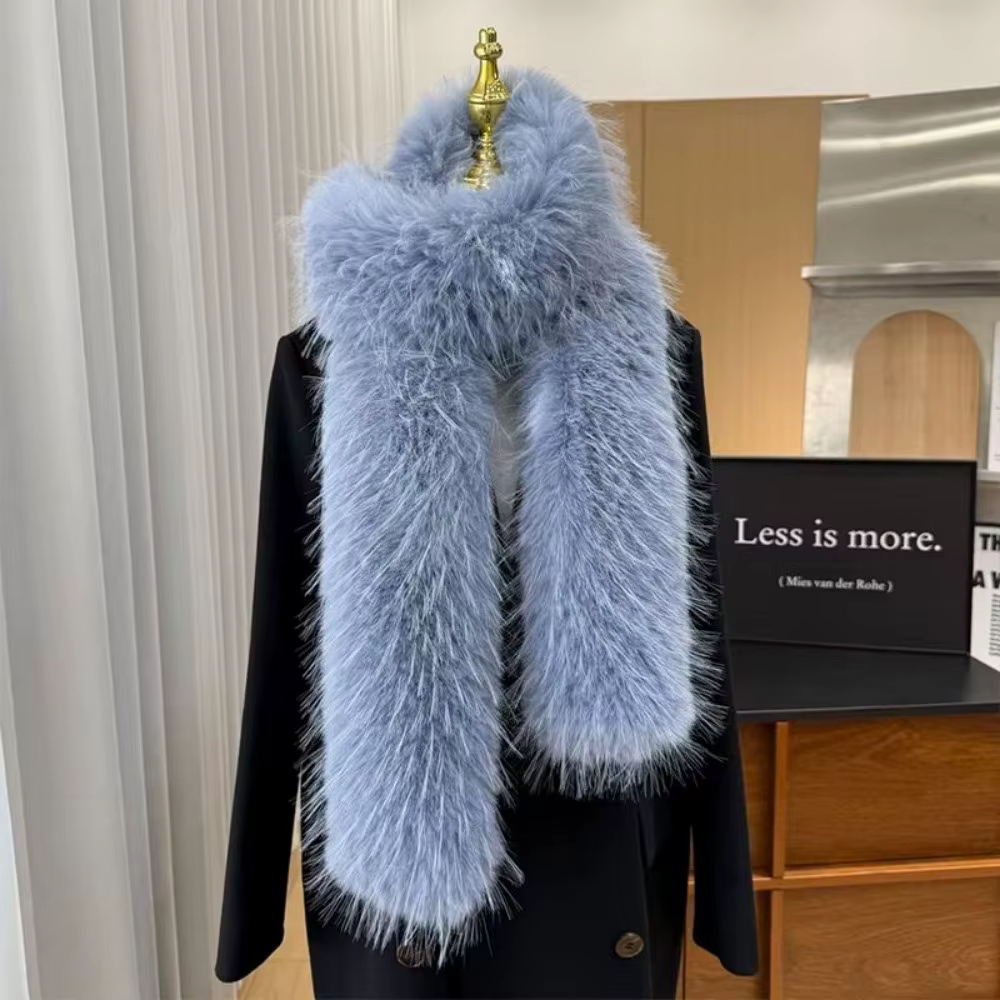 Écharpe longue en fausse fourrure pour femme