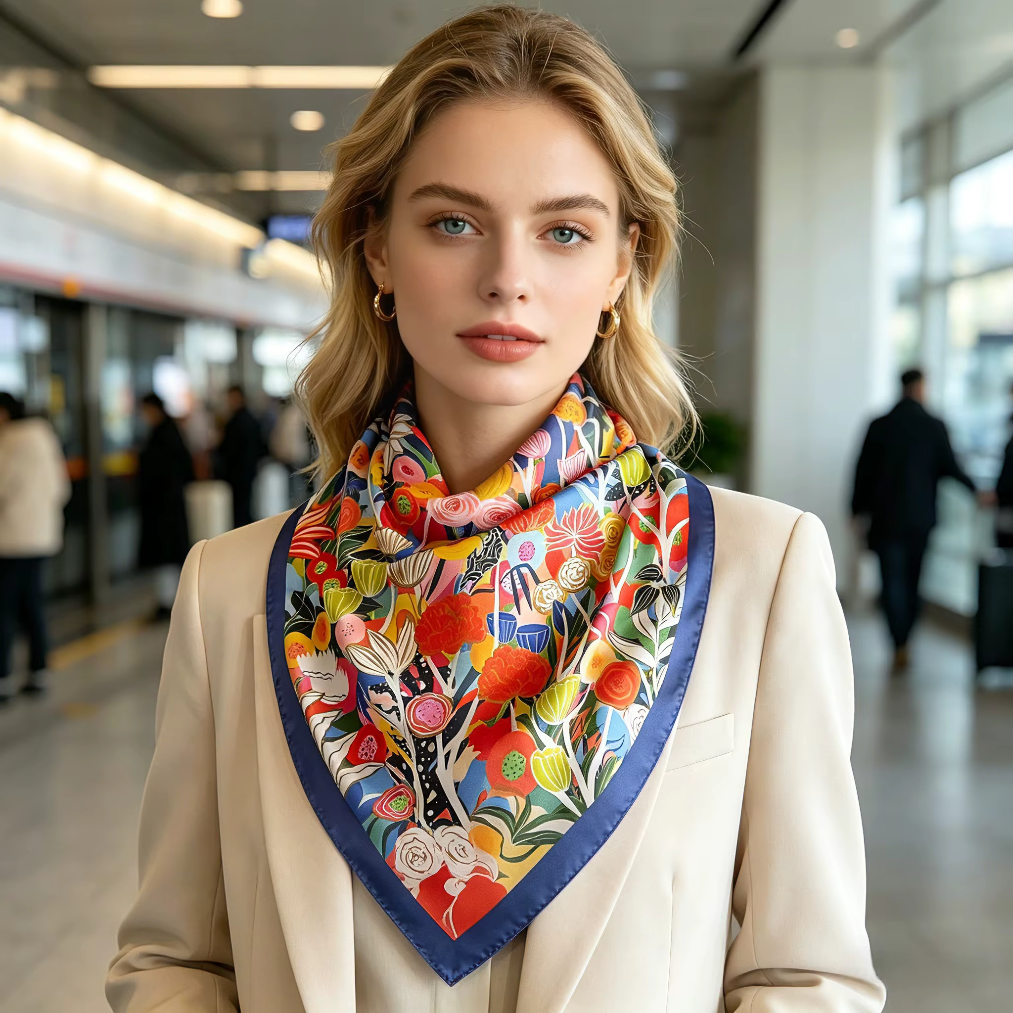 Nouveau Foulard Carré Designer 2026 pour Femme, Châle en Satin, Hijab, Bandeau Cheveux, Foulard de Poignet, Foulard de Tête de Luxe, Écharpe