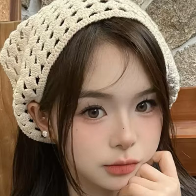 Écharpe triangulaire ajourée en crochet couleur unie pour femme et fille