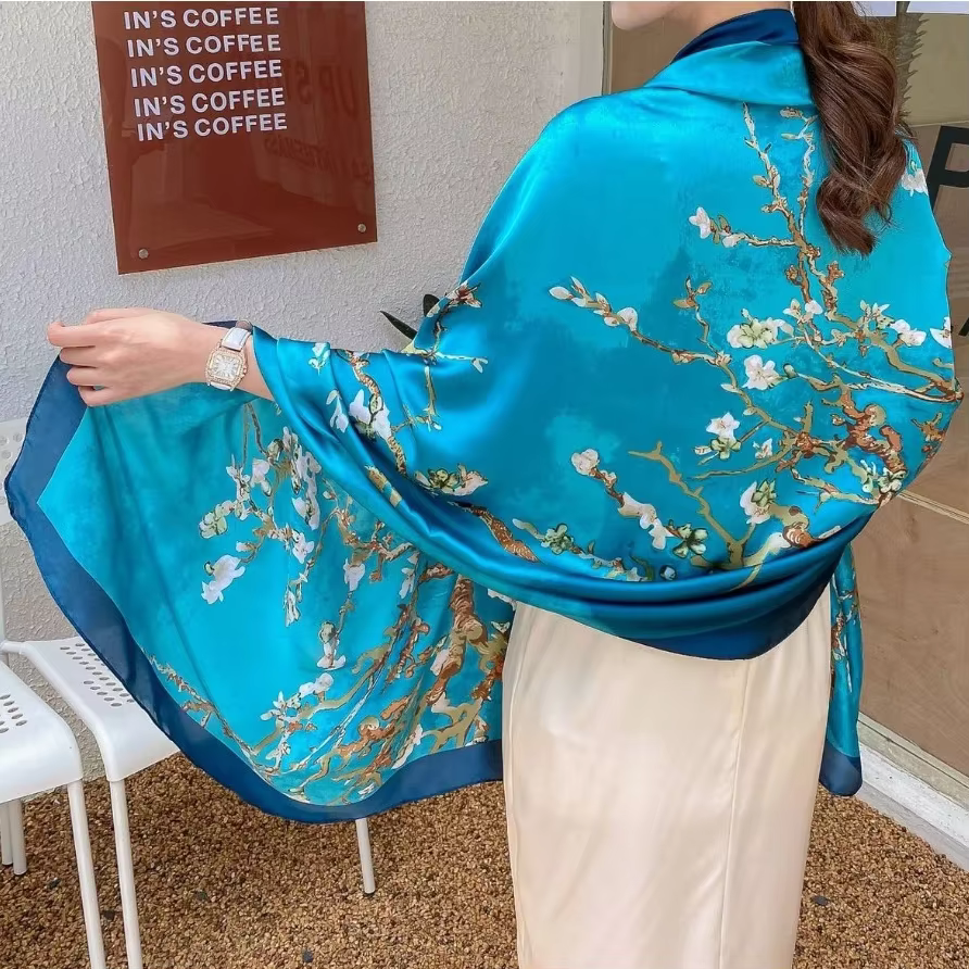 Écharpe à imprimé floral rose pour femme