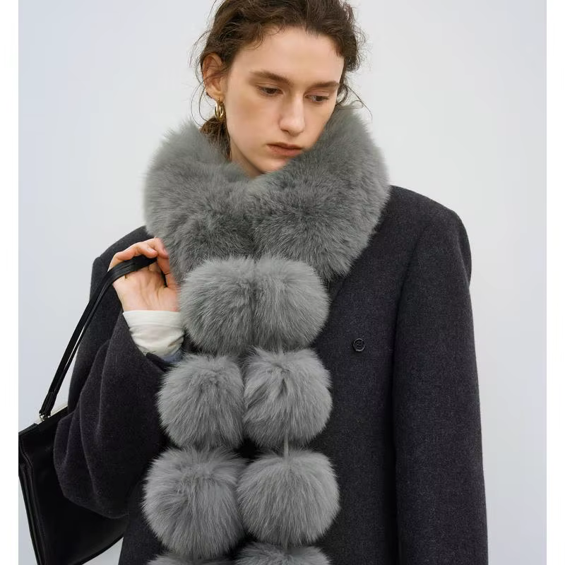 Écharpe en fausse fourrure de renard de 120 cm pour femme