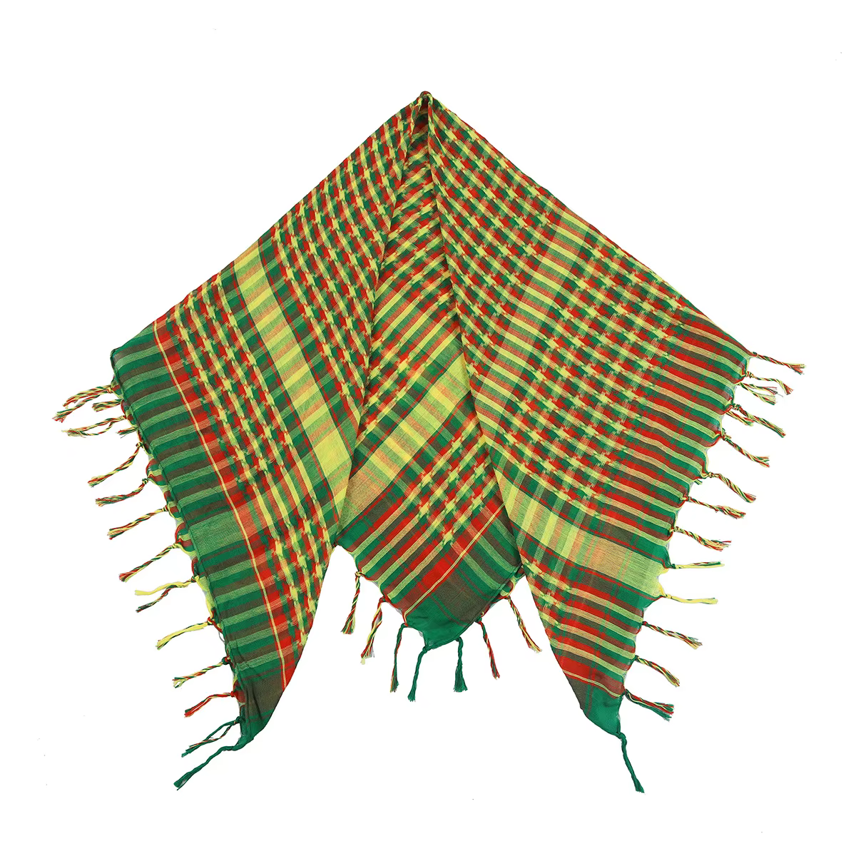 Écharpe Shemagh, Foulard de tête arabe du désert, Keffiyeh à carreaux Rastafari, avec pompons, coupe-vent, cache-cou pour la randonnée, le camping et le style Reggae