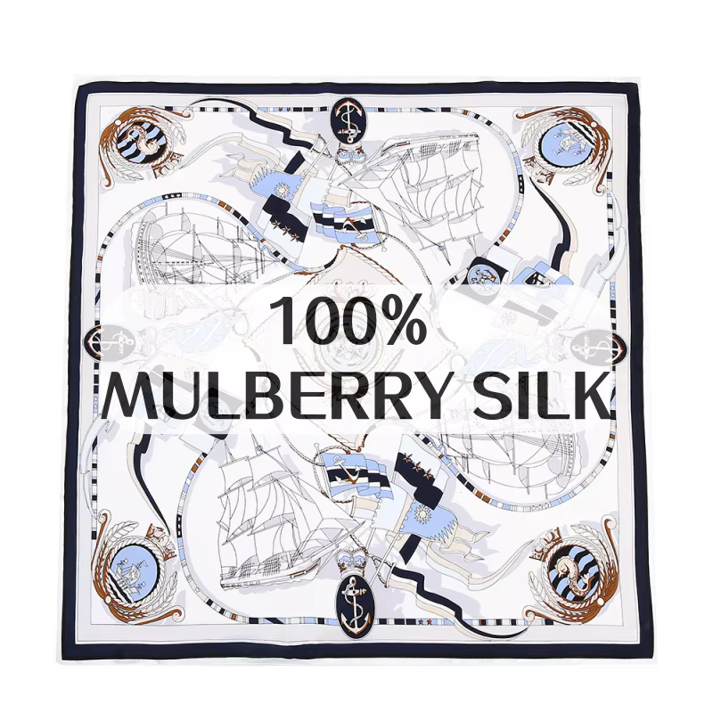 Foulard carré en satin de soie doux 53 cm