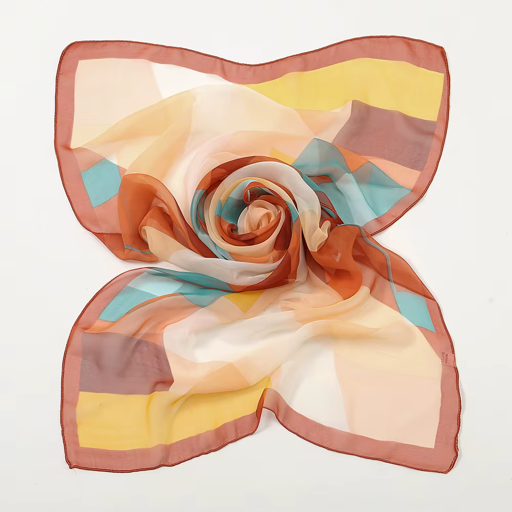 Foulard en soie à carreaux pour femmes musulmanes