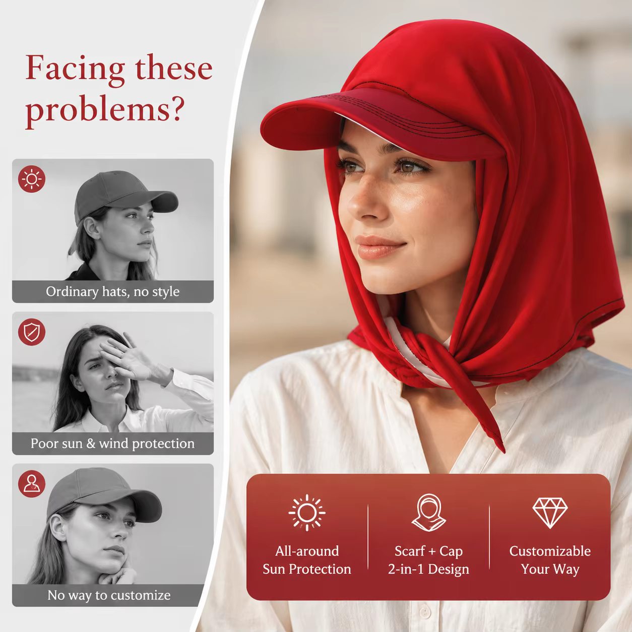 Élégant chapeau-écharpe pour femme
