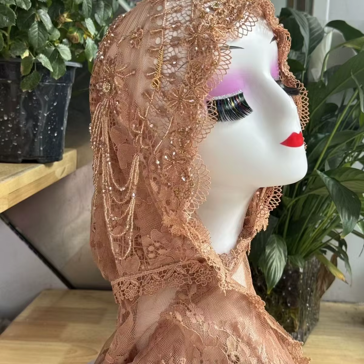 Hijabs pour femmes musulmanes noir gris avec perles Ramadam foulard soirée luxe Kufi écharpe dubaï Turban Islam chapeau