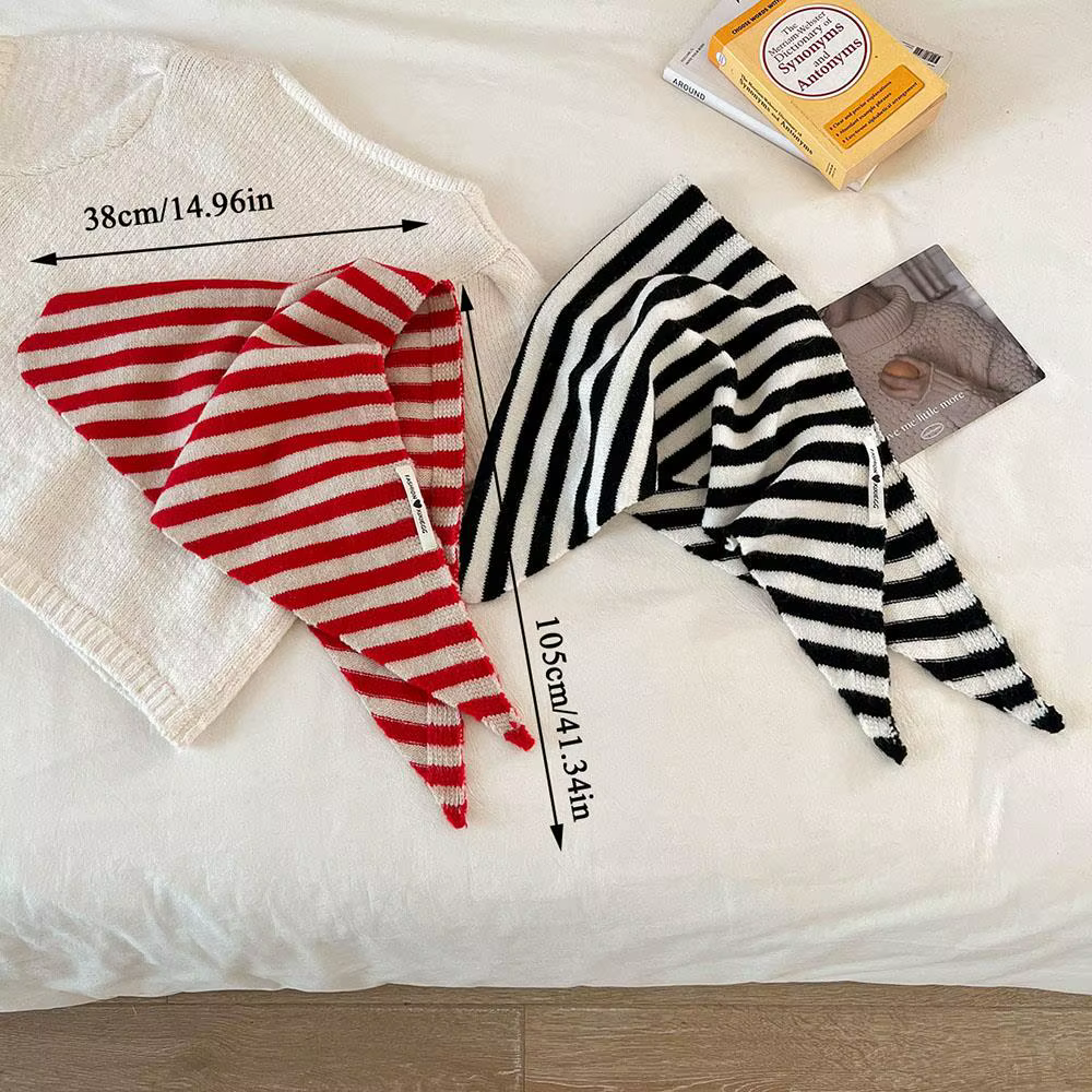 Polyvalent rayé laine tricoté Triangle écharpe femmes mode