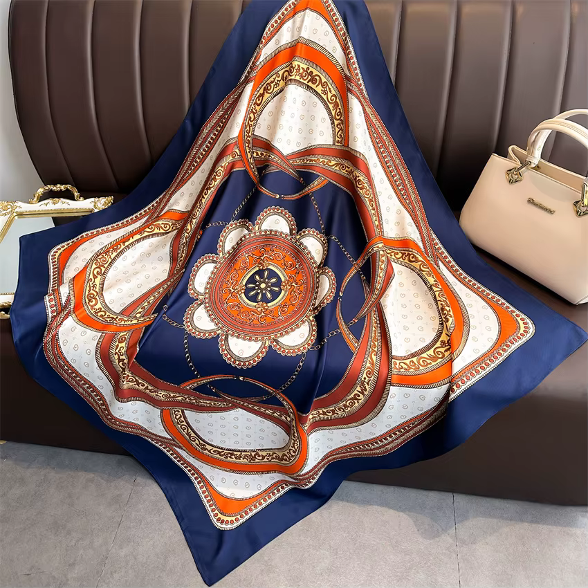 Nouveaux Foulards en Soie Imprimée 90x90cm