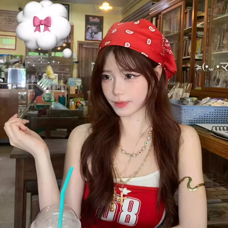 Bandana rouge vin de style occidental, bandeau polyvalent, écharpe de cou classique de cow-boy, écharpe de cheveux vintage hip-hop, unisexe, rappeurs, streetwear