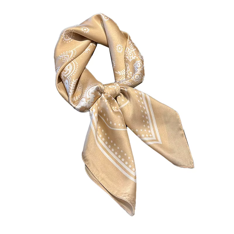 Foulard carré de style européen et américain en soie simulée 70 cm