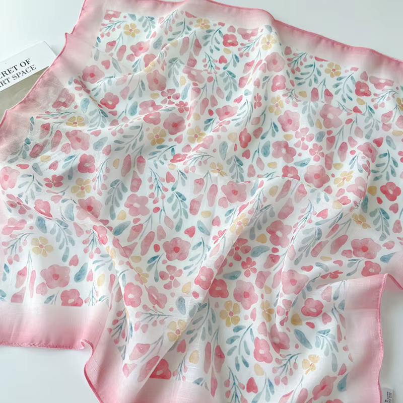 Foulard Carré en Coton et Lin pour Femme