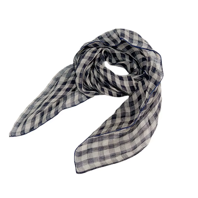 Nouveau foulard carré en lin à petites mailles rétro printemps-été