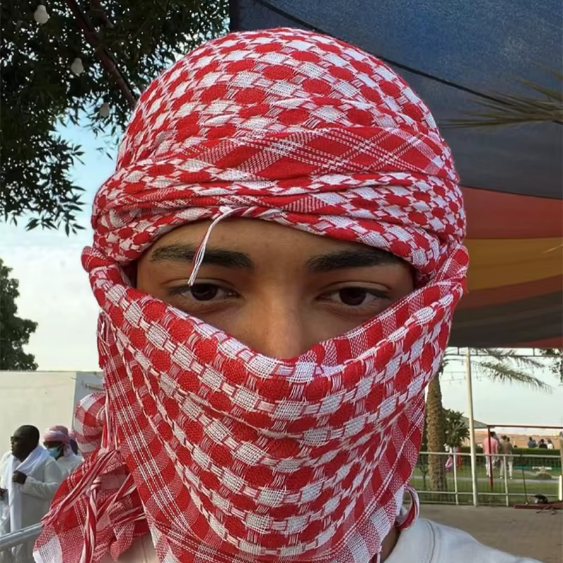 Ethnique Keffiyeh foulard à franges Arafat Hijab Shemagh écharpe arabe visage couverture anti-poussière bandeau musulman