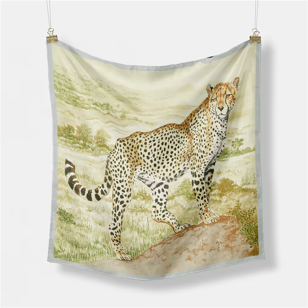 53cm femmes écharpe Design marque de luxe prairie léopard foulard en soie mode Hijab cheveux carré