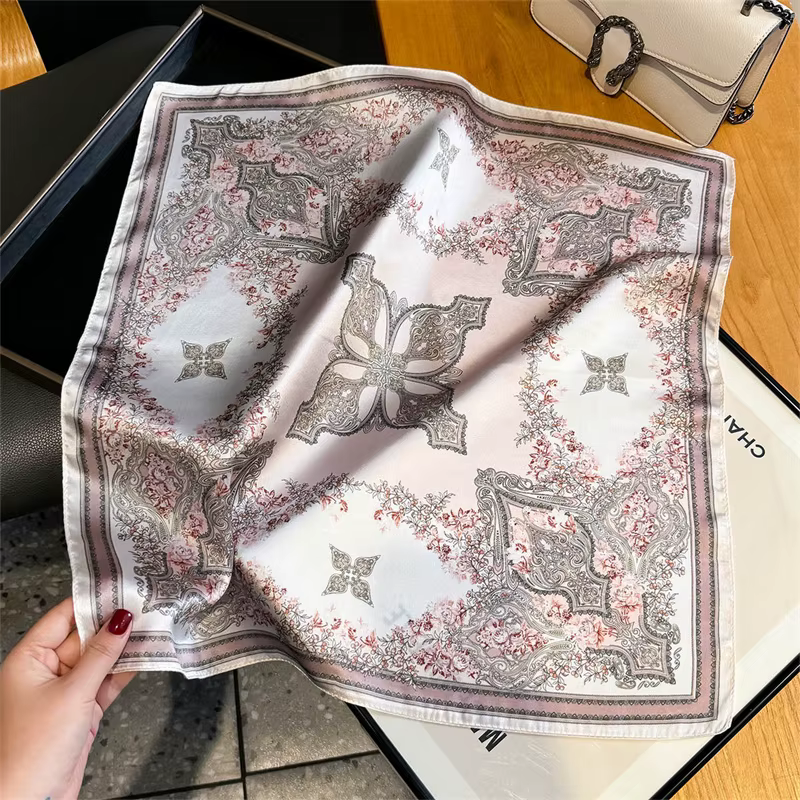 100% foulard en soie rétro croix fleur motif foulards carrés