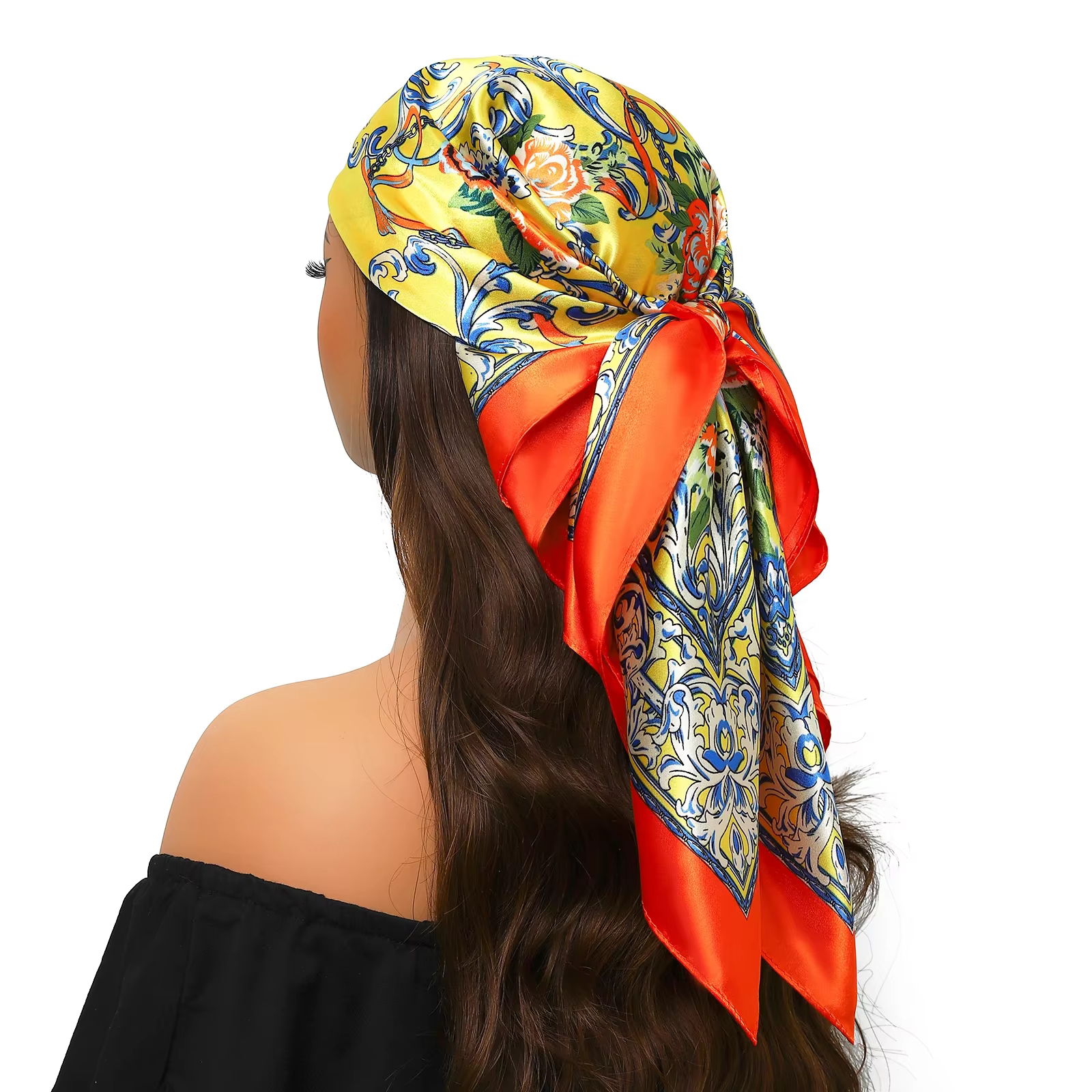 Foulard de tête femmes marque de luxe carré 90*90 cm