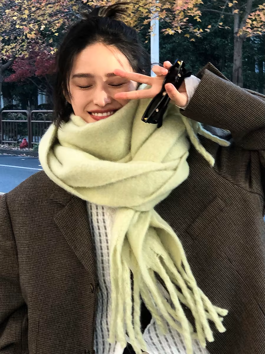 Femmes épais châle enveloppes écharpe hiver chaud mode couleur unie Pashmina foulards Long gland Hijab étoles Bufanda Mujer