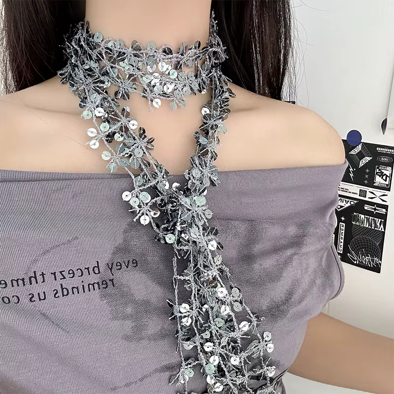 Écharpe pour femme à sequins brillants