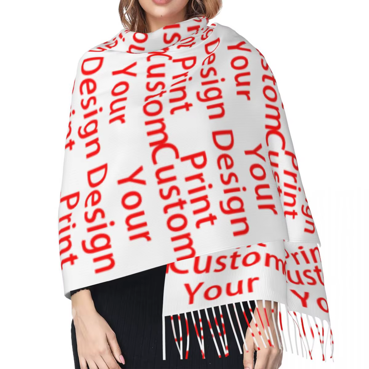 Luxe personnalisé votre conception gland écharpe femmes hiver automne chaud châle enveloppement dames