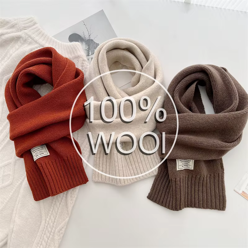 100% laine écharpe hiver nouvelle couleur unie chaud femmes