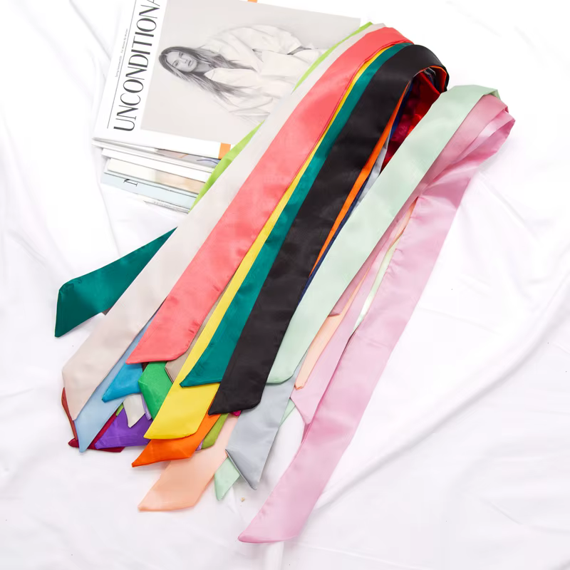 Nouveau Long sac écharpe femmes bandeau de cheveux dame accessoires solide maigre foulards