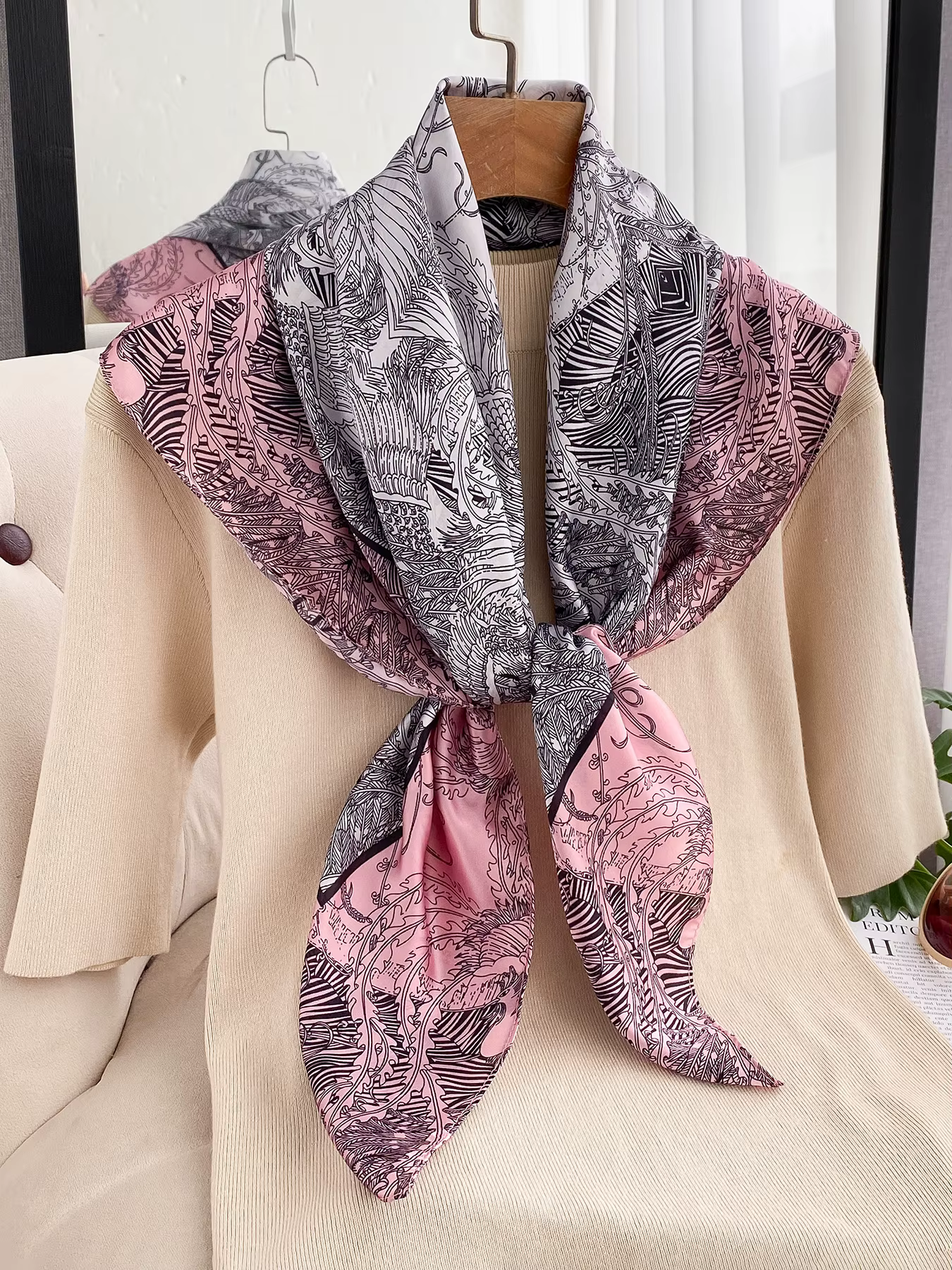 Nouveau Foulard Carré en Satin Lijiin 90*90cm