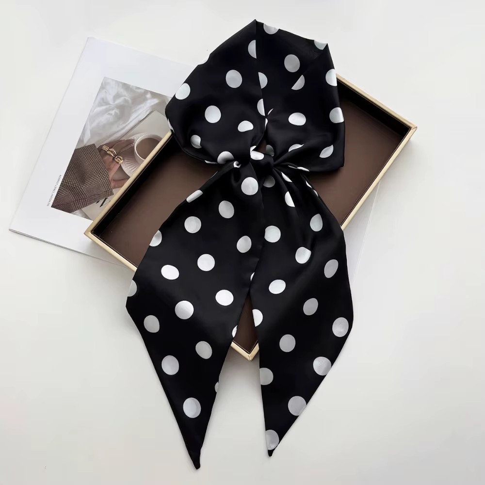 Écharpe longue imprimée pour femme, effet soie, foulard, bandeau, ruban, accessoire de mode féminin