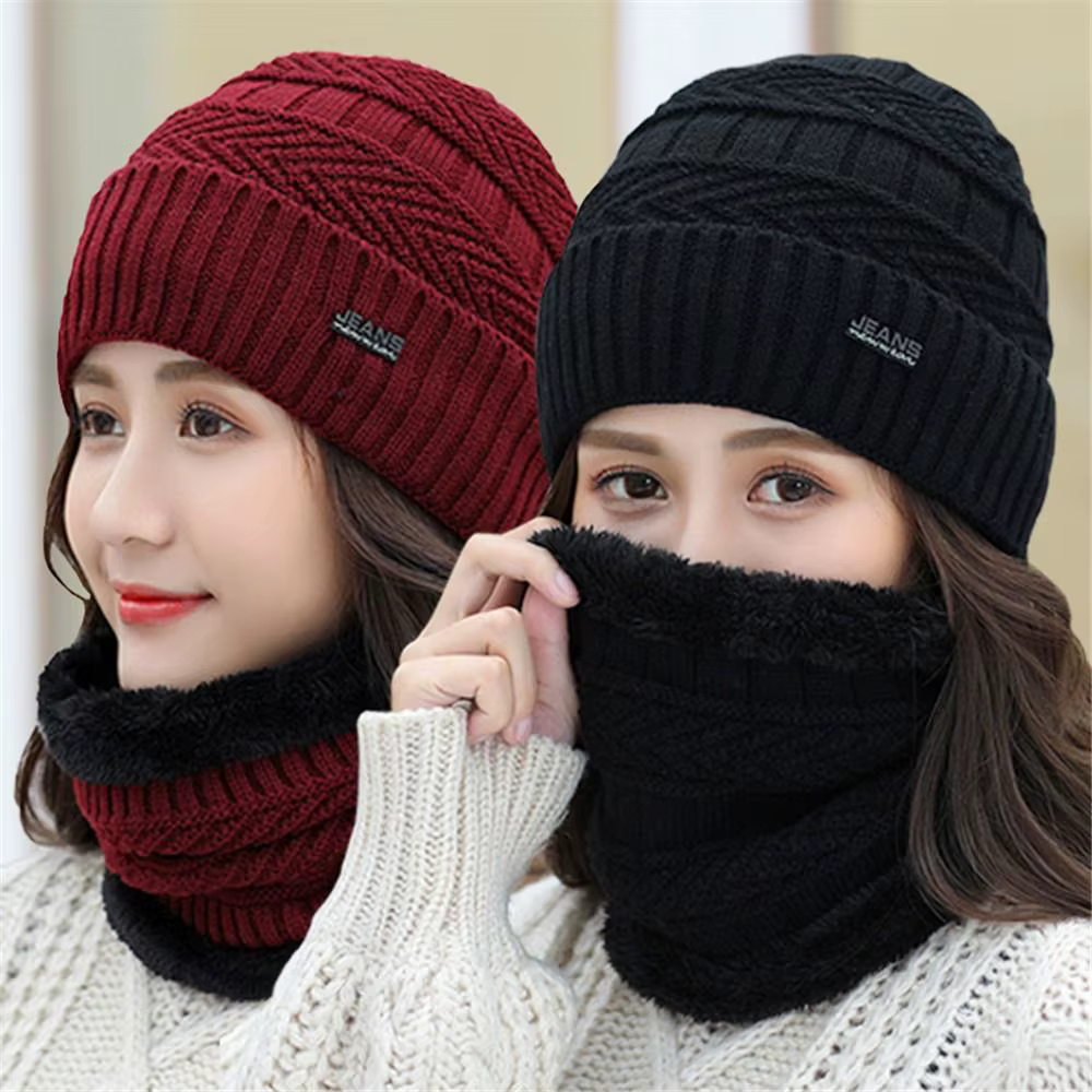 Ensemble deux pièces bonnet et écharpe pour hommes et femmes