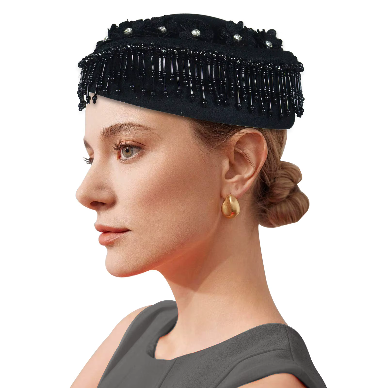 Chapeau Turban en feutre Vintage pour femmes