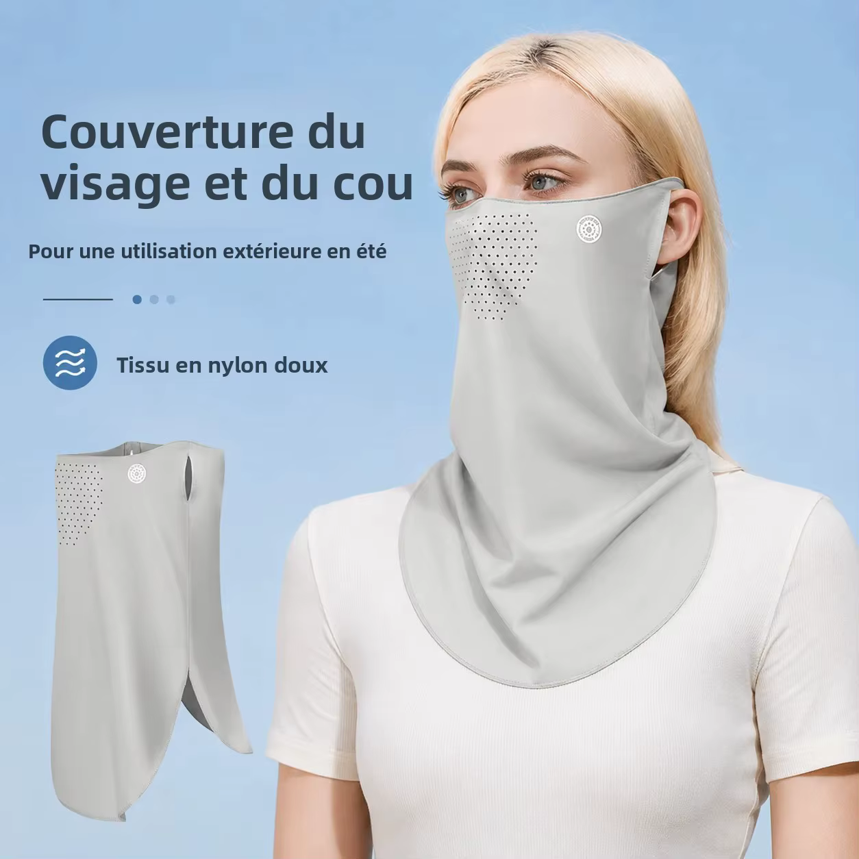 Cache-cou respirant en nylon pour le soleil, avec protection UV, pour femmes et hommes, idéal pour le cyclisme et les sports de plein air en été