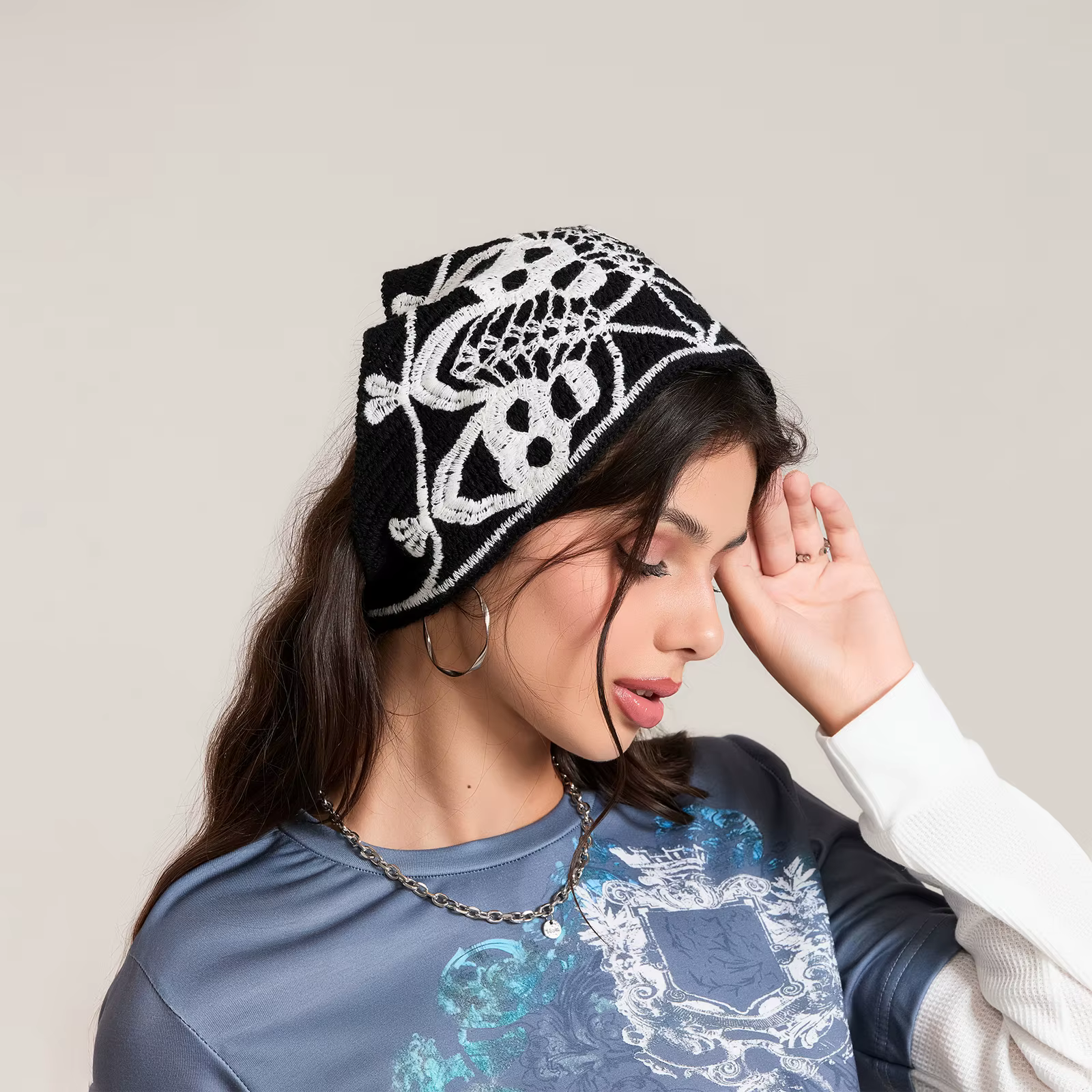 Foulard de tête en tricot au crochet pour femme